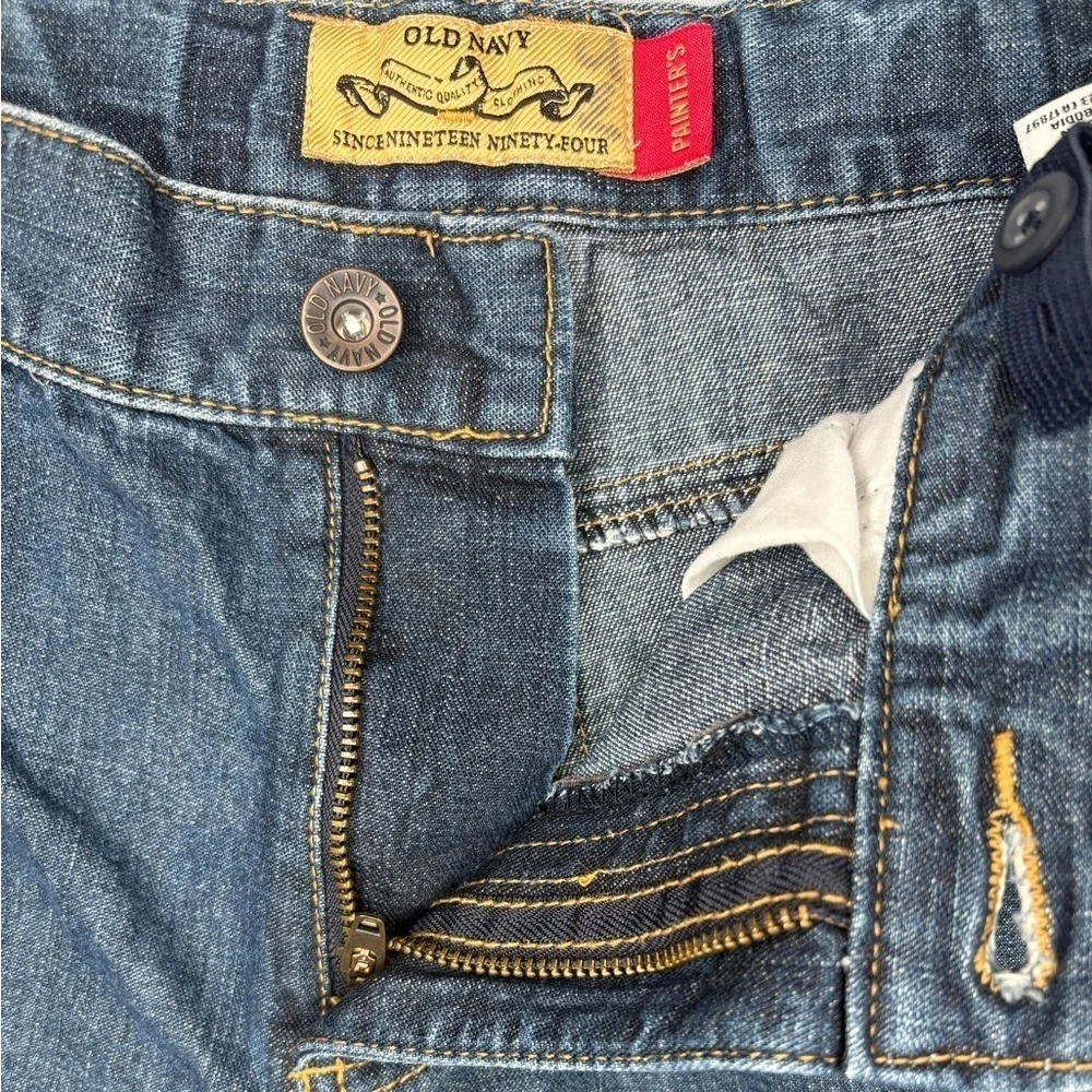 Old Navy Boys Denim Painter’s Shorts with Adjustable Waist Tabs | Size 7